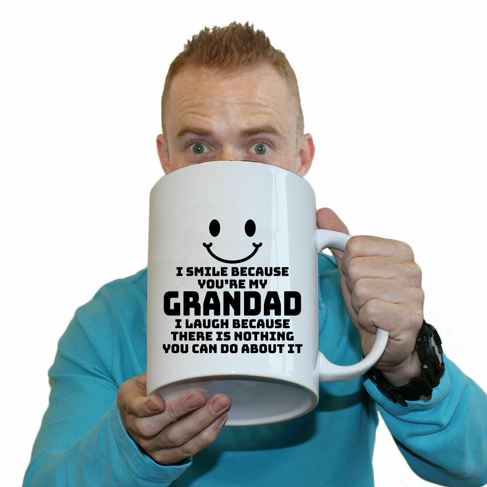 I Smile Because Youre My Grandad - Funny Giant 2 Litre Mug