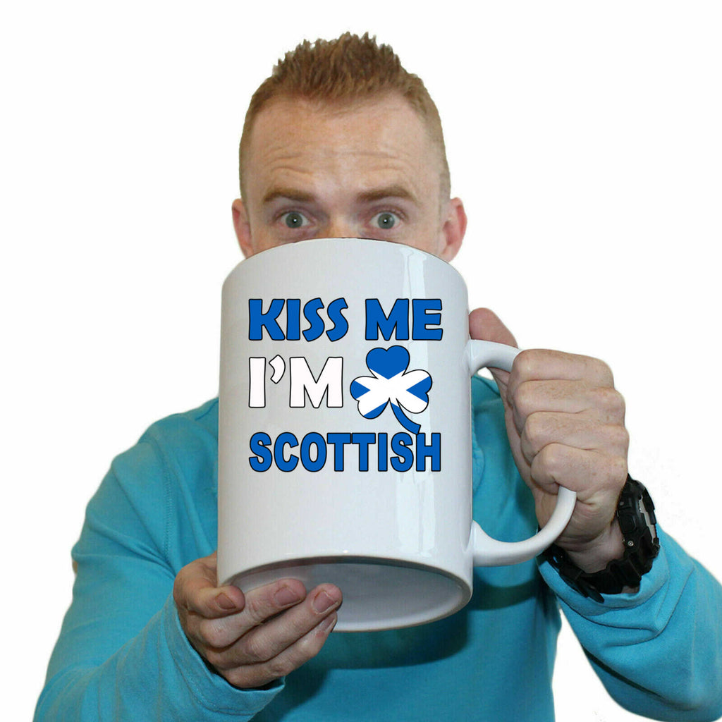 Kiss Me Im Scottish Scotland Flag Lucky - Funny Giant 2 Litre Mug