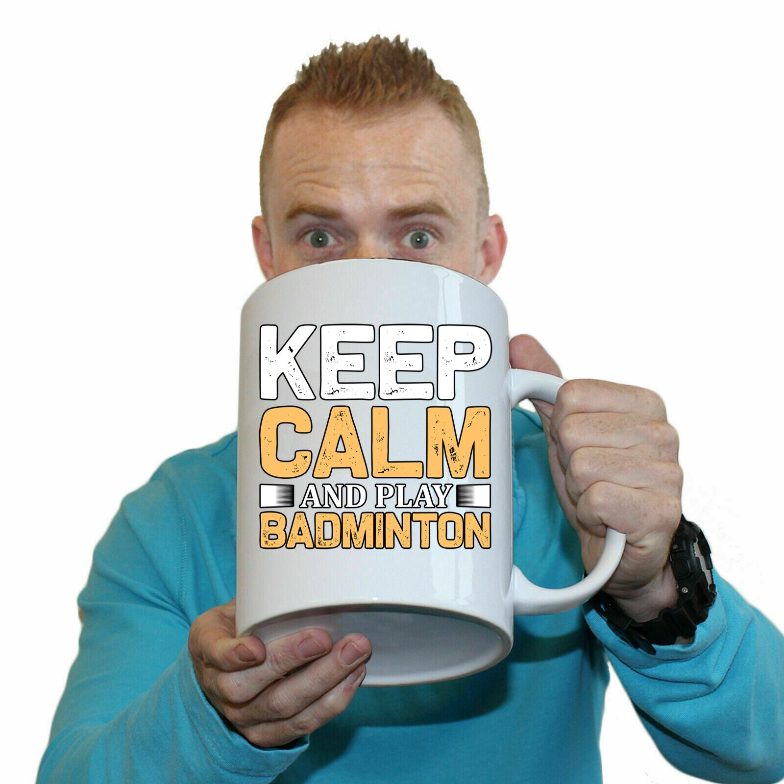 Keep Calm And Play Badminton - Funny Giant 2 Litre Mug