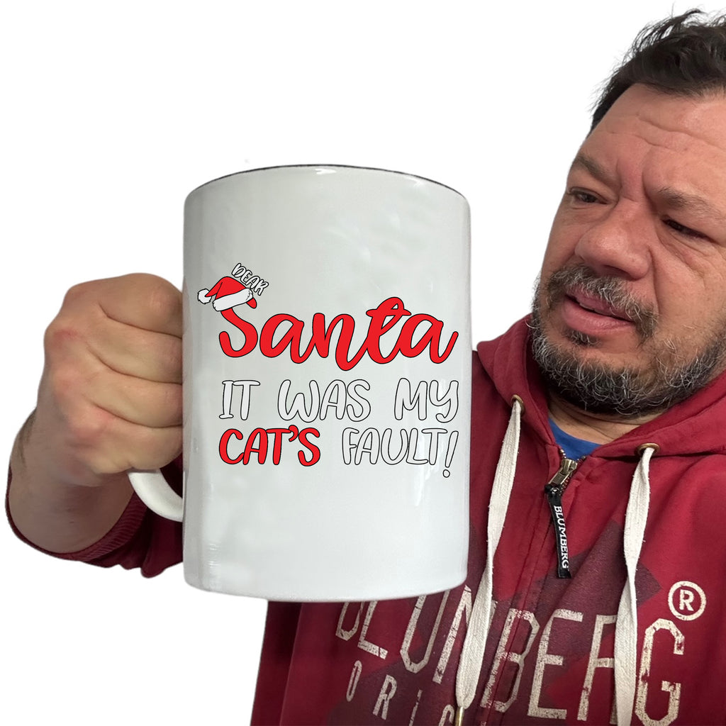 Santa It Was My Cats Fault Christmas - Funny Giant 2 Litre Mug