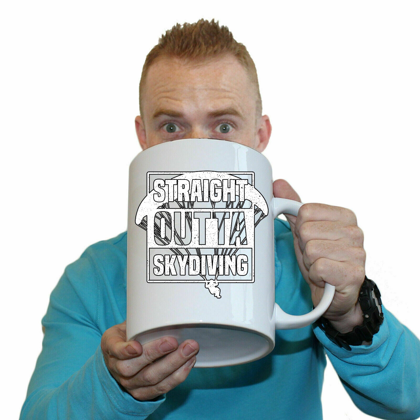 Straight Outta Skydiving - Funny Giant 2 Litre Mug