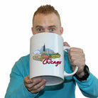 Chicago Lake Muchigan Illinois Usa Country Flag Destination - Funny Giant 2 Litre Mug