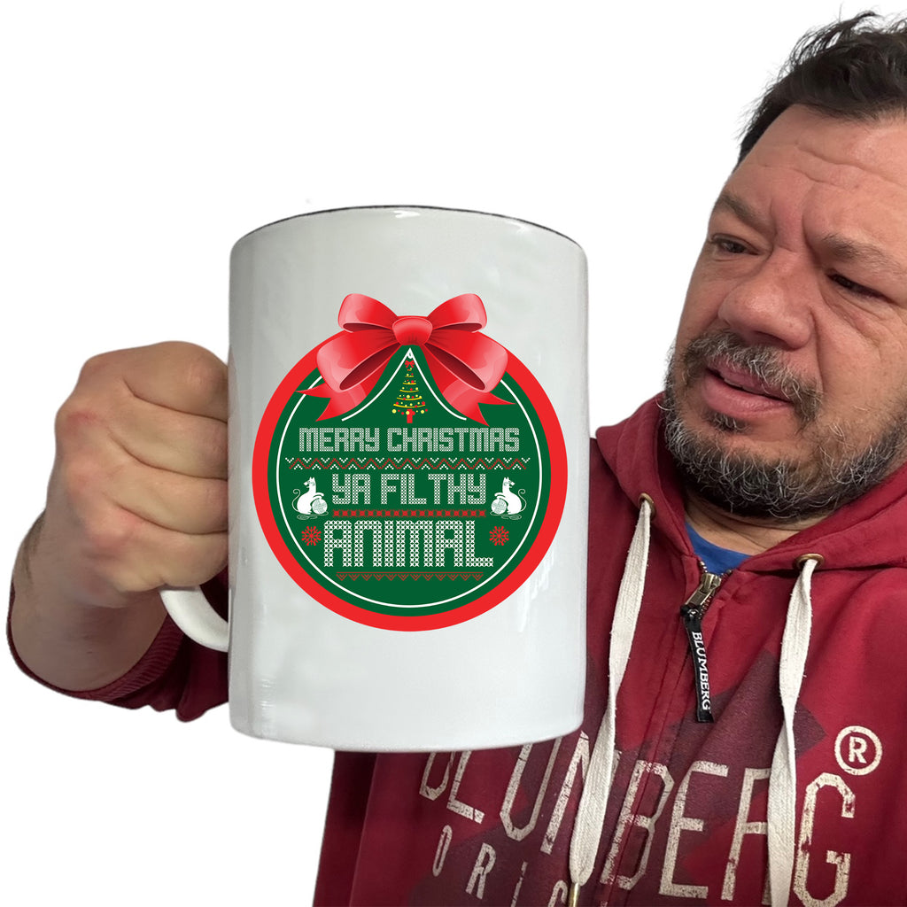 Merry Christmas Ya Filthy Animal Bauble - Funny Giant 2 Litre Mug