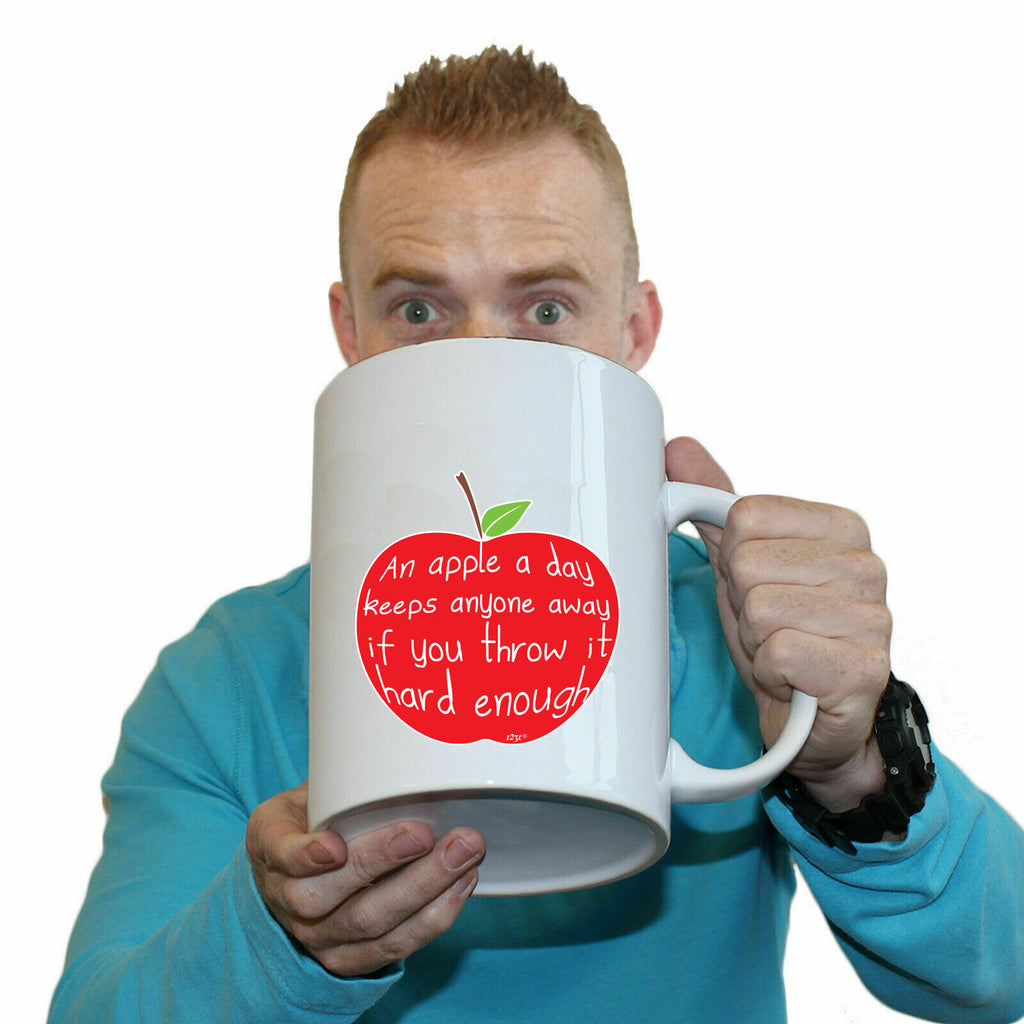 An Apple A Day Keeps Anyone Away - Funny Giant 2 Litre Mug Cup
