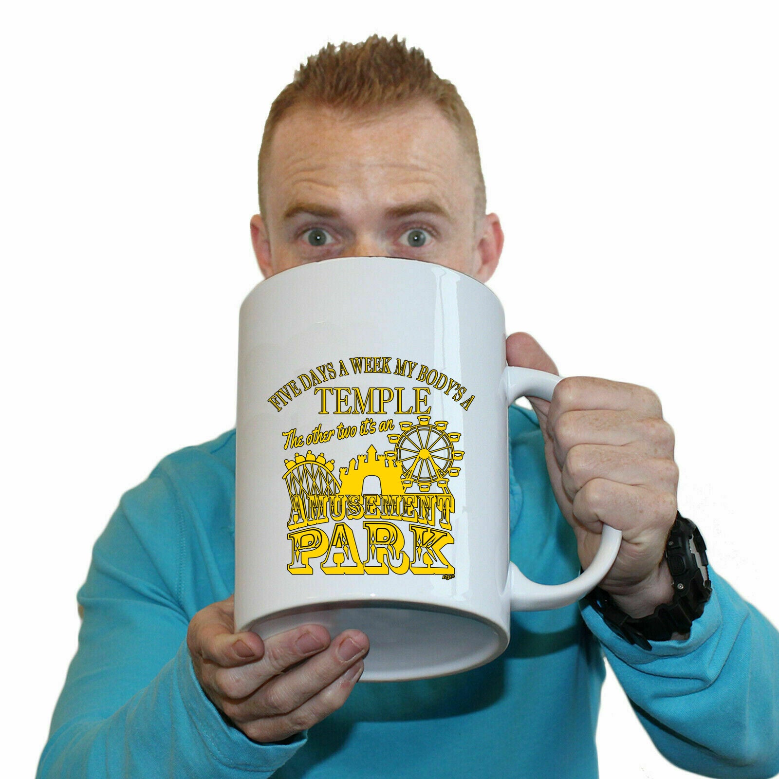 Five Days A Week My Body Is A Temple - Funny Giant 2 Litre Mug Cup