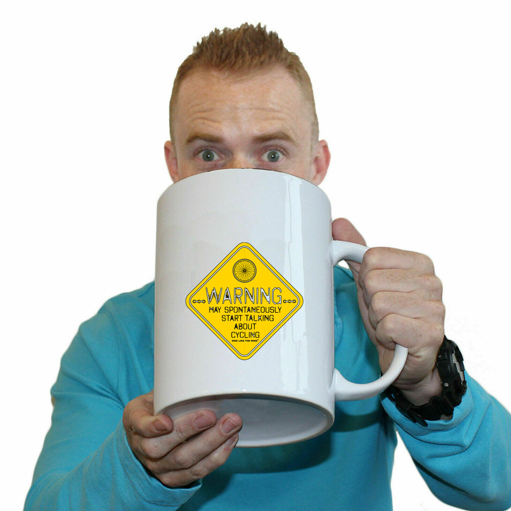 Rltw Warning May Spontaneously Start Talking About Cycling - Funny Giant 2 Litre Mug
