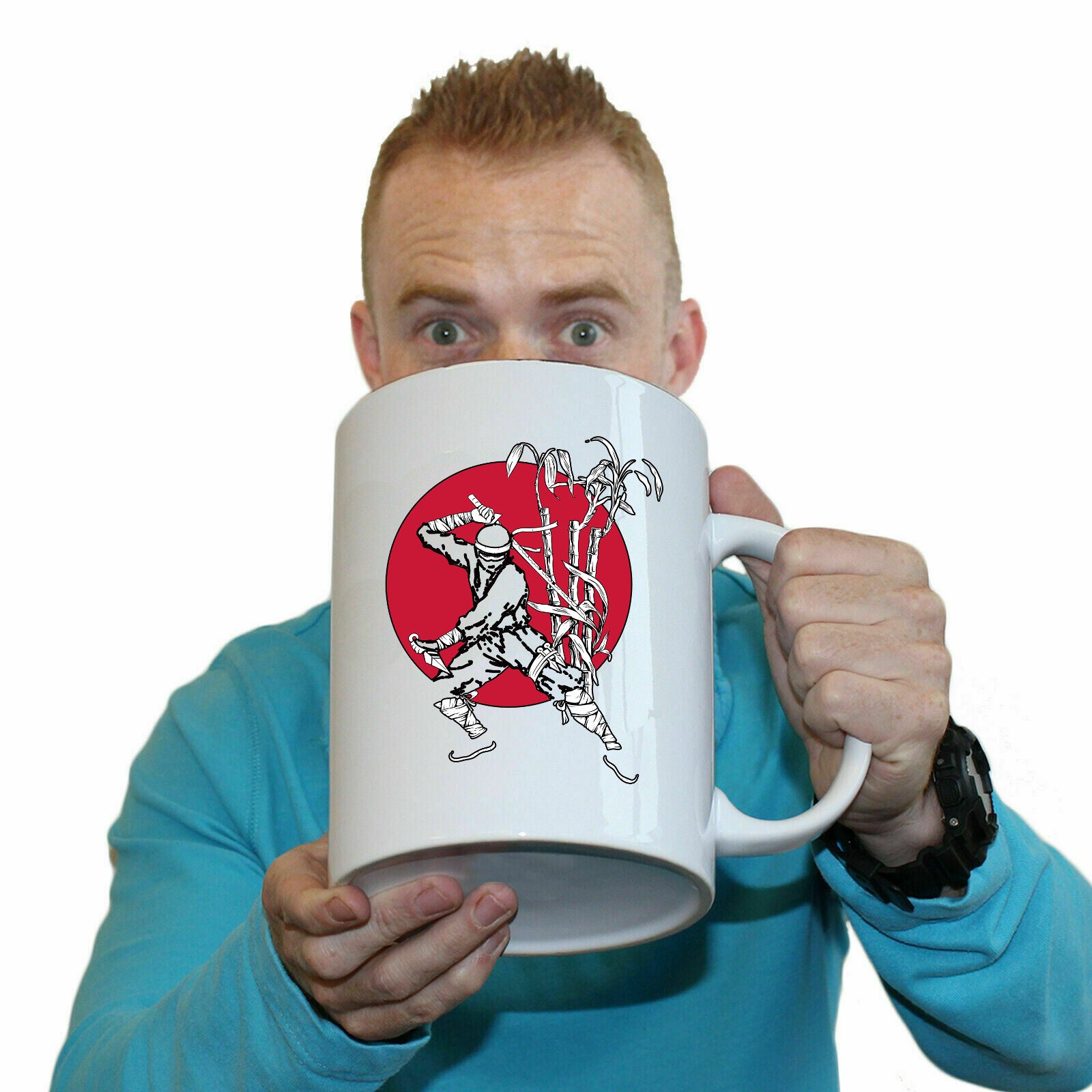 Ninja Bamboo Sunset - Funny Giant 2 Litre Mug