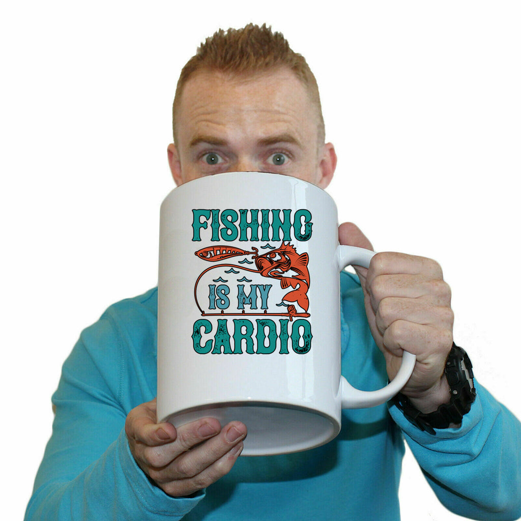 Fishing Is My Cardio - Funny Giant 2 Litre Mug