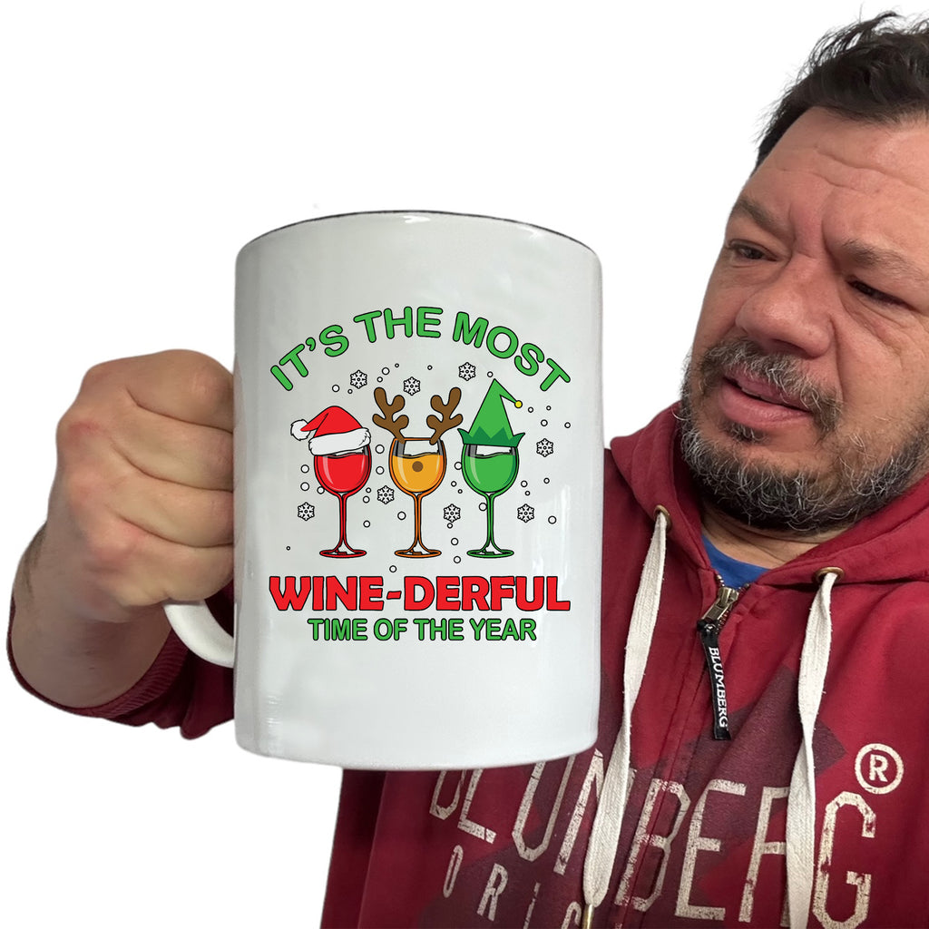 Christmas The Most Wine Derful Time Xmas - Funny Giant 2 Litre Mug