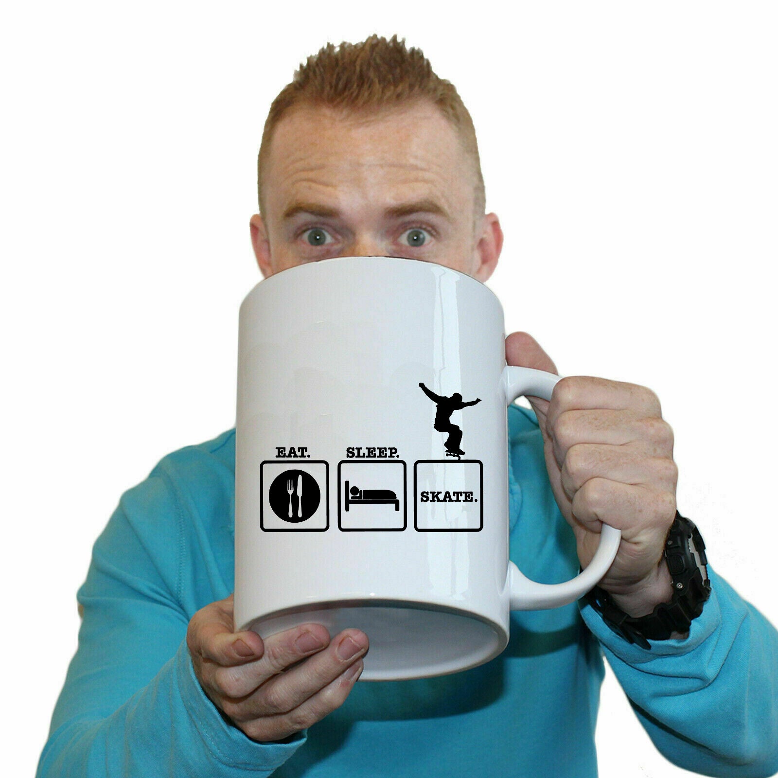 Eat Sleep Skate - Funny Giant 2 Litre Mug