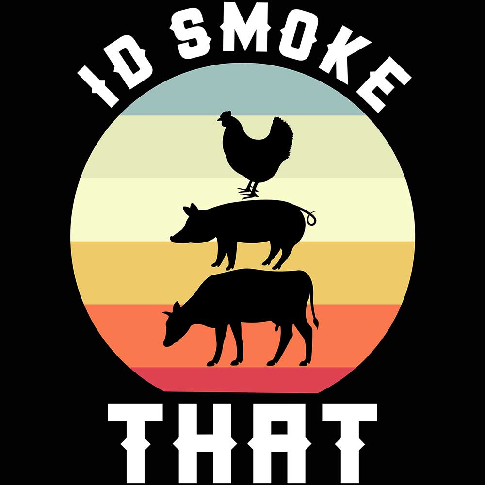 Id Smoke That Retro Sun  Bbq Chef Dad - Mens 123t Funny T-Shirt Tshirts