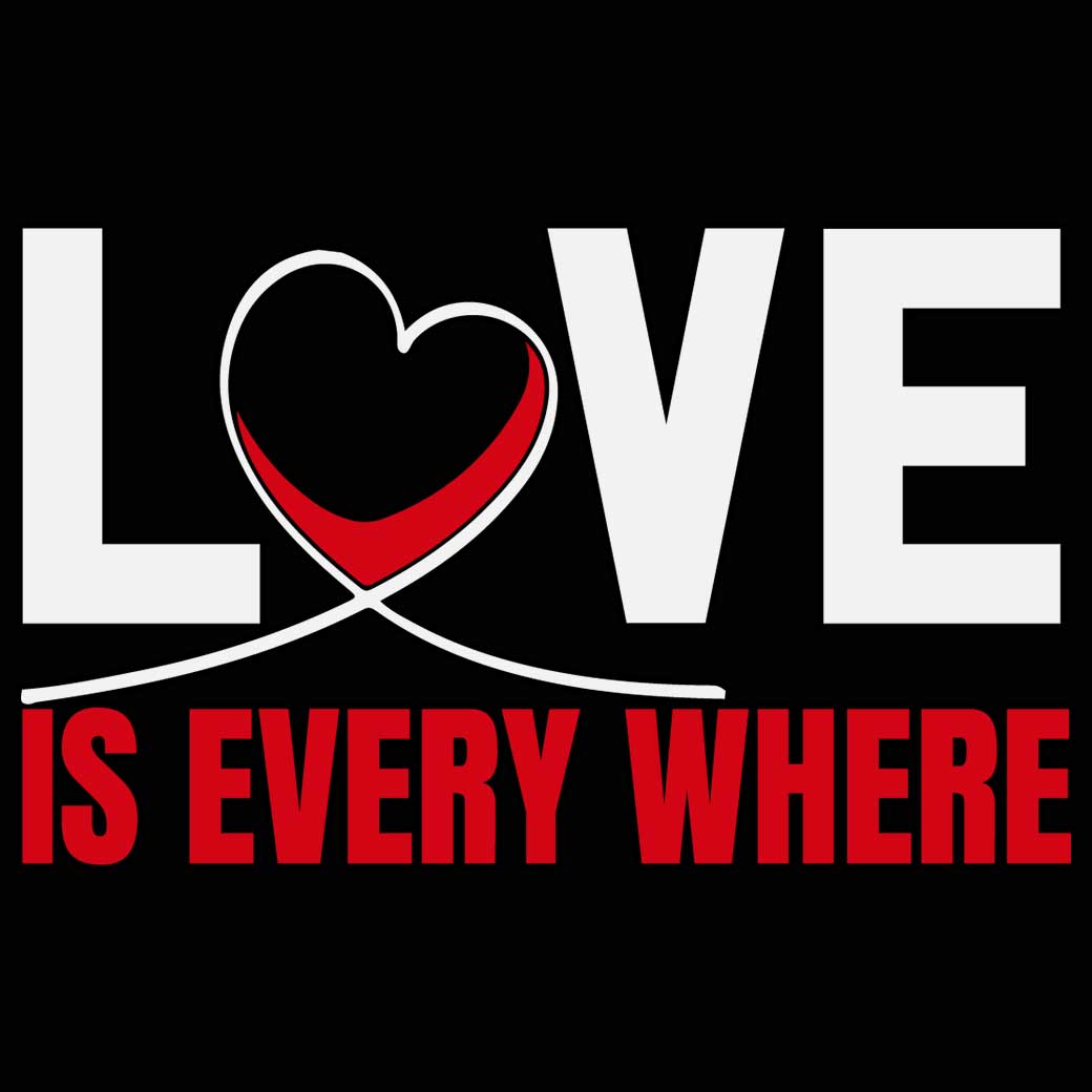 Love Is Every Where Valentines Day - Mens 123t Funny T-Shirt Tshirts