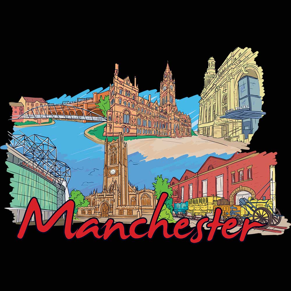 Manchester Uk United Kingdom Country Flag Destination - Mens 123t Funny T-Shirt Tshirts