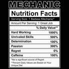 Mechanic Nutrition Facts - Mens 123t Funny T-Shirt Tshirts