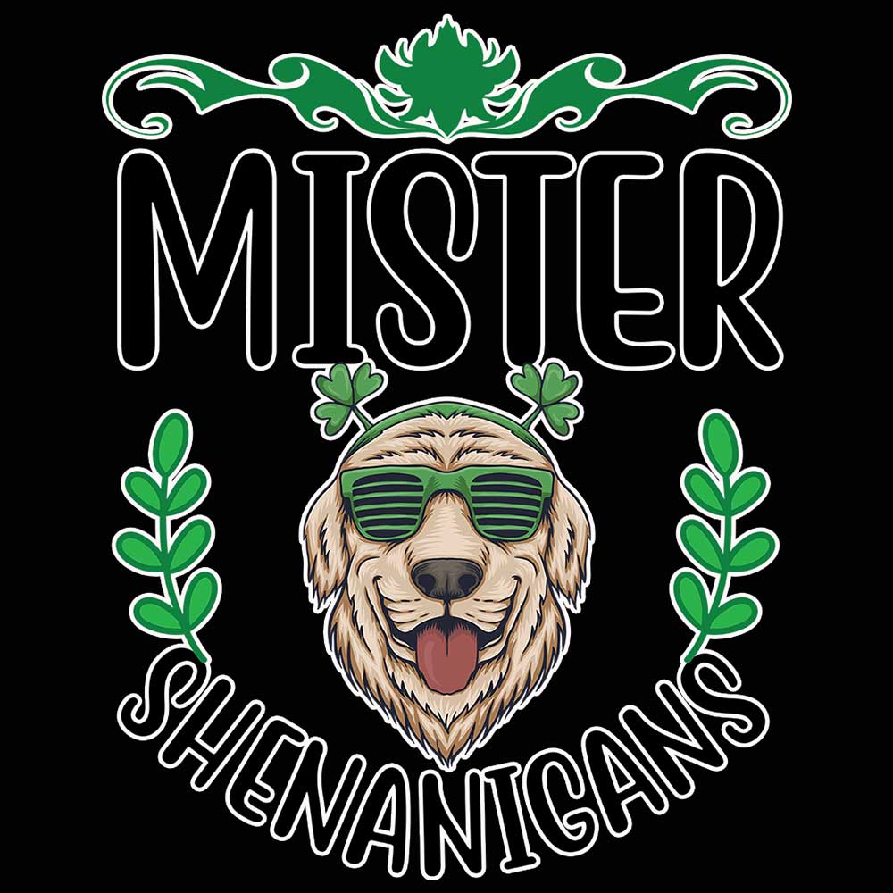 Mister Shenanigans Dog Irish St Patricks Day Ireland - Mens 123t Funny T-Shirt Tshirts