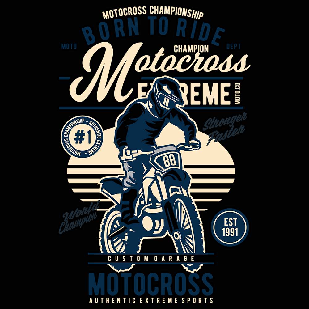 Motocross Extreme Dirt Bike Born To Ride - Mens 123t Funny T-Shirt Tshirts