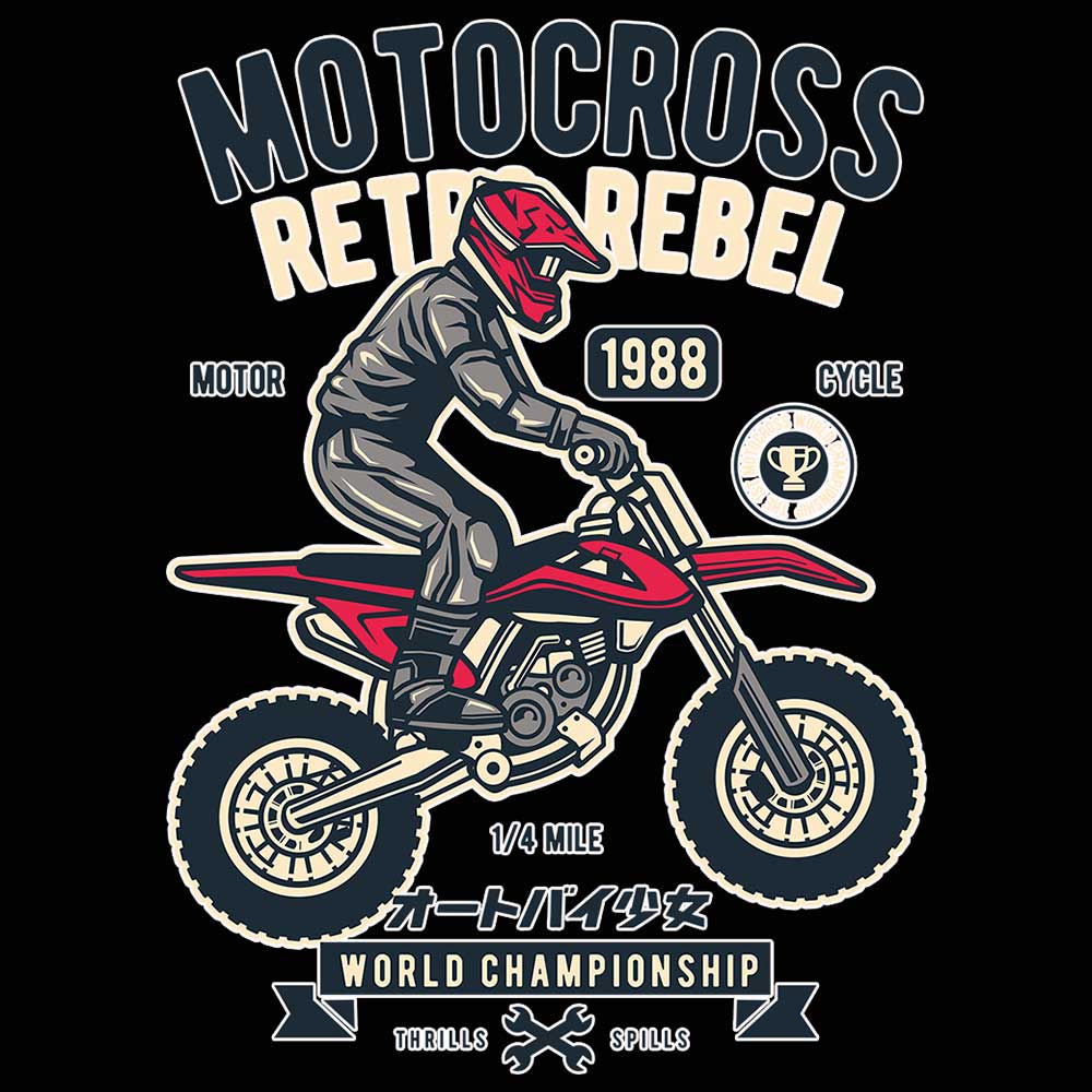 Motocross Retro Rebel Dirt Bike - Mens 123t Funny T-Shirt Tshirts