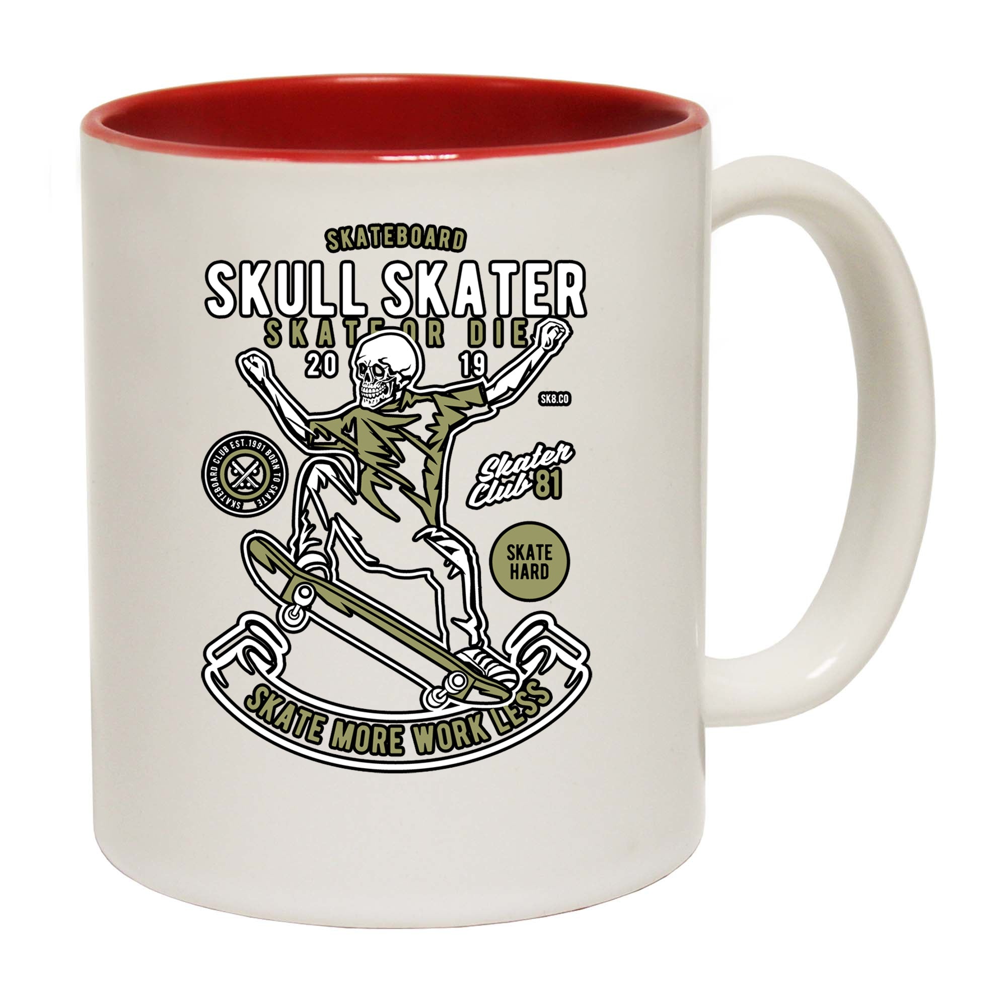 Skull Skater Skateboard - Funny Coffee Mug
