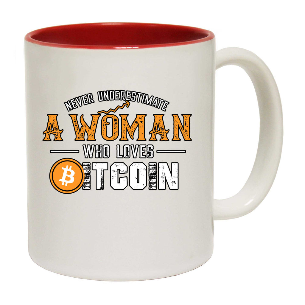 Never Understimate A Woman Who Loves Bitcoin - Funny Coffee Mug