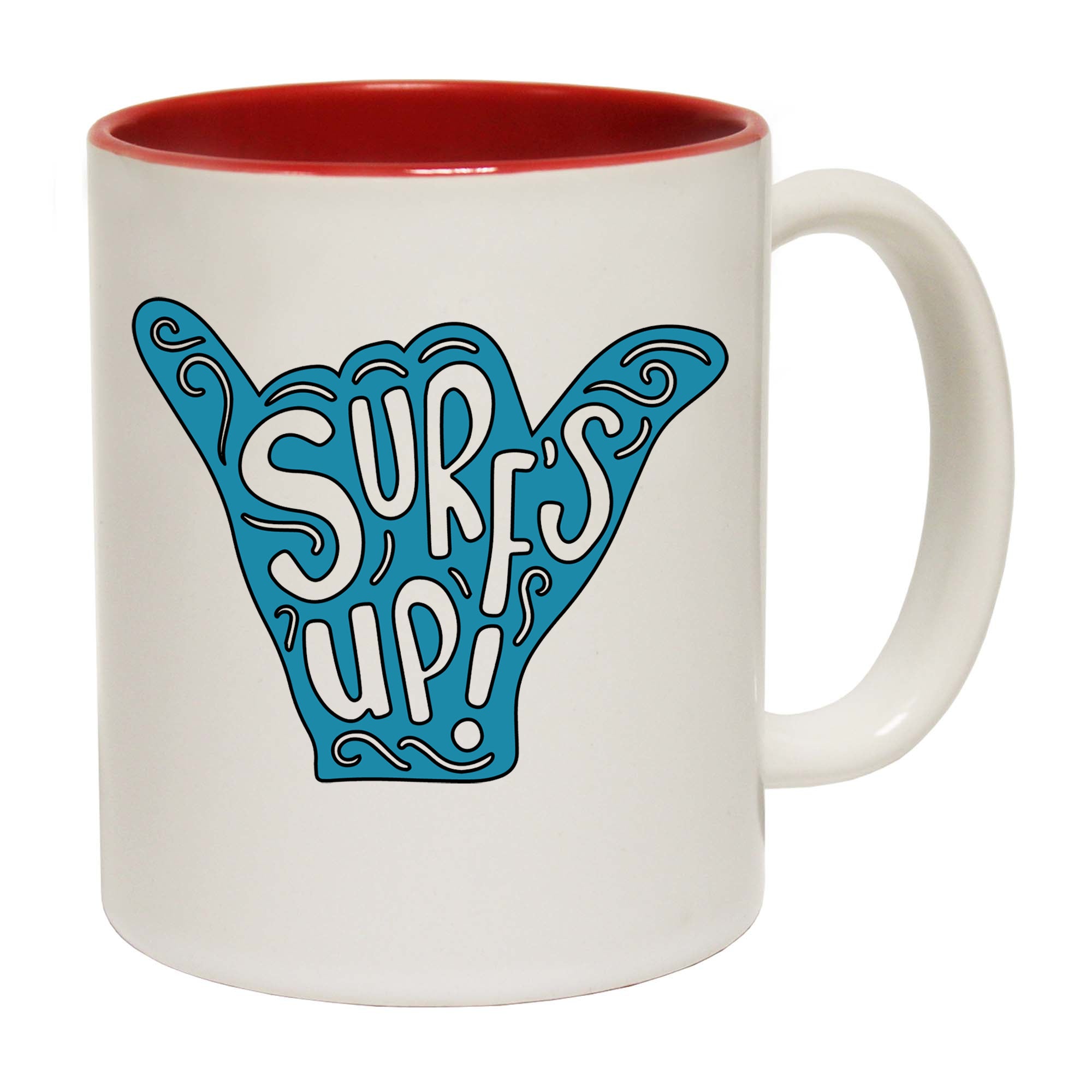Surfs Up Surf Surfing Ok Hand - Funny Coffee Mug