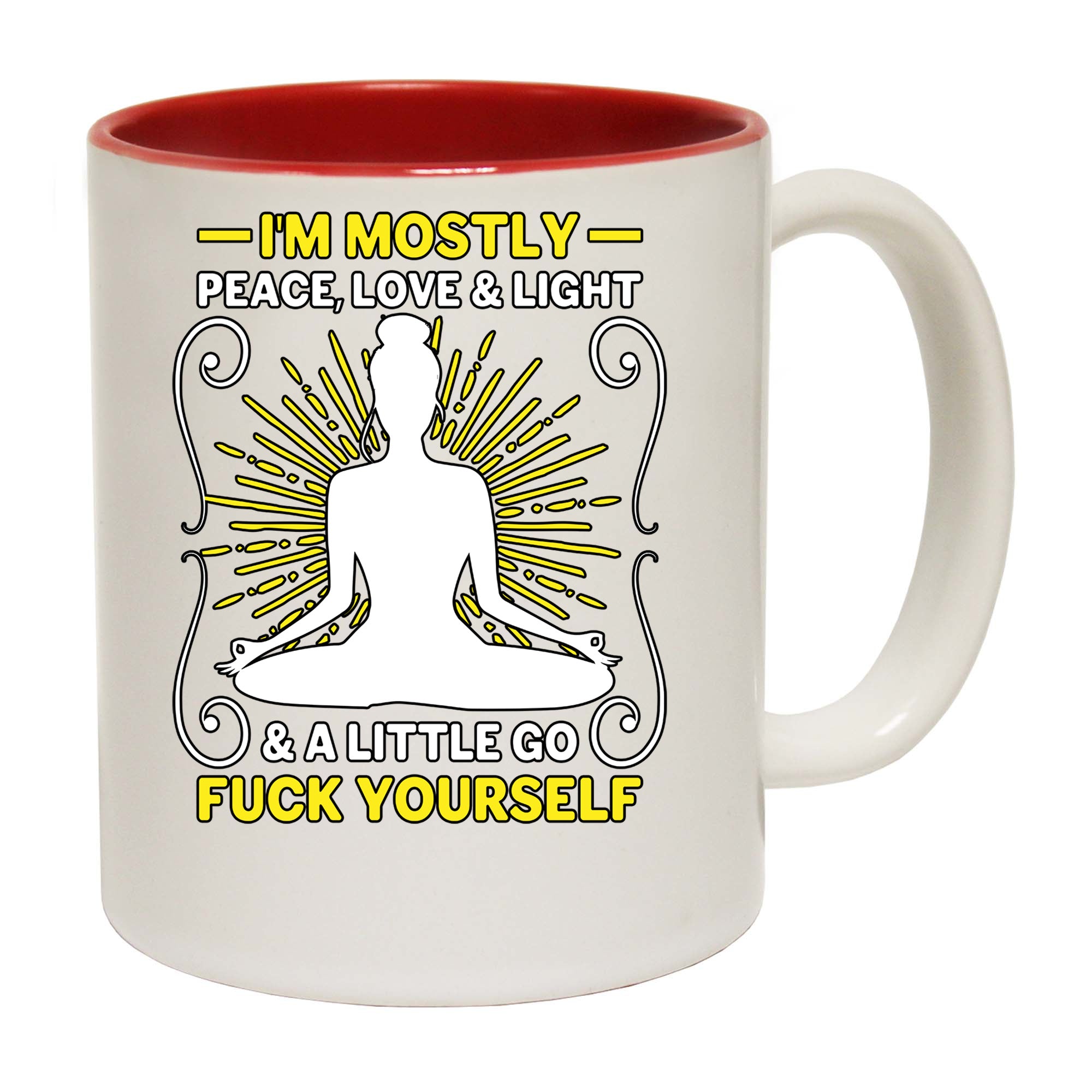 Yoga Mostly Peace Love And Light - Funny Coffee Mug