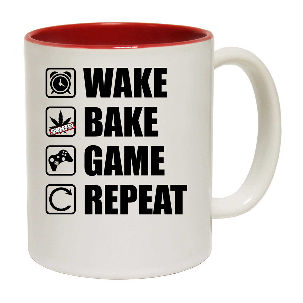 Wake Bake Game Repeat Gamer Games - Funny Coffee Mug