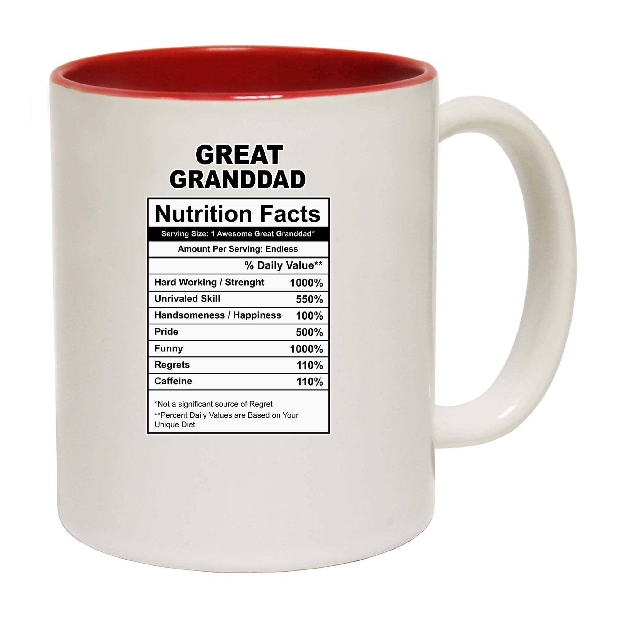 Great Granddad Nutrition Facts - Funny Coffee Mug