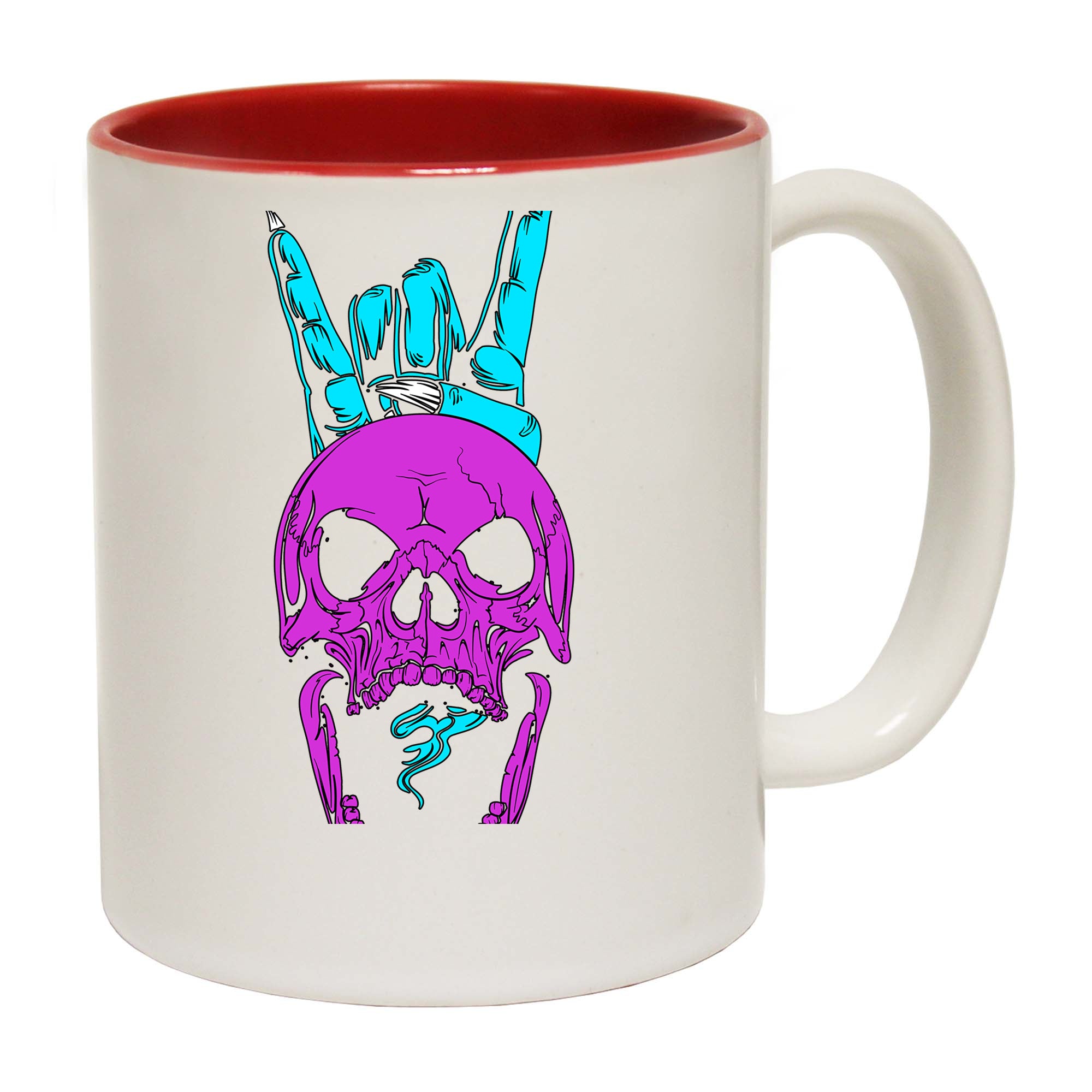 Skull Finger Horns Peace - Funny Coffee Mug