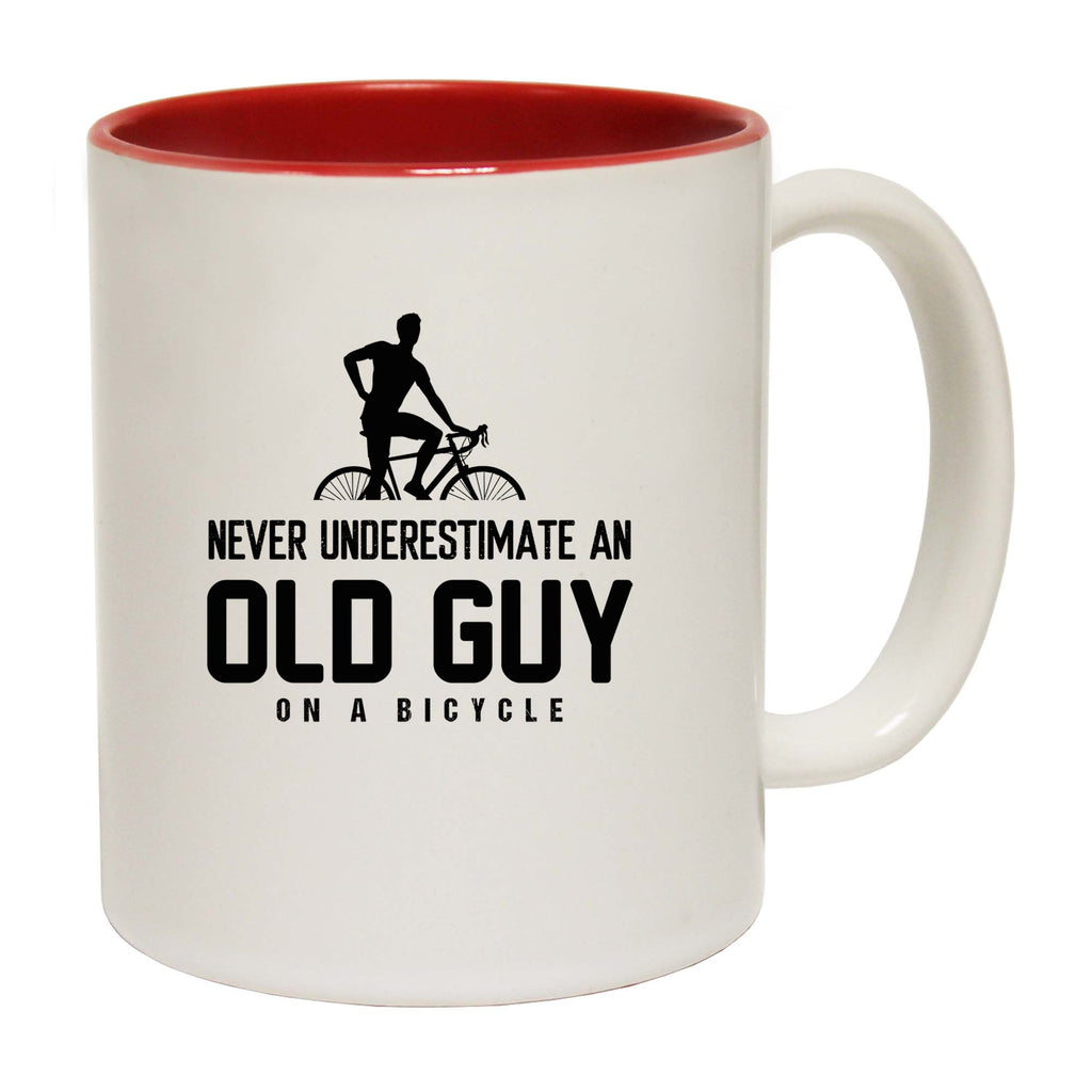Never Underestimate Old Guy On A Bicycle Cycling Bike - Funny Coffee Mug