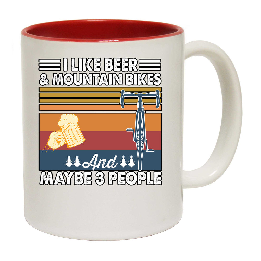 I Like Beer Mountain Bikes And 3 People Cycling - Funny Coffee Mug