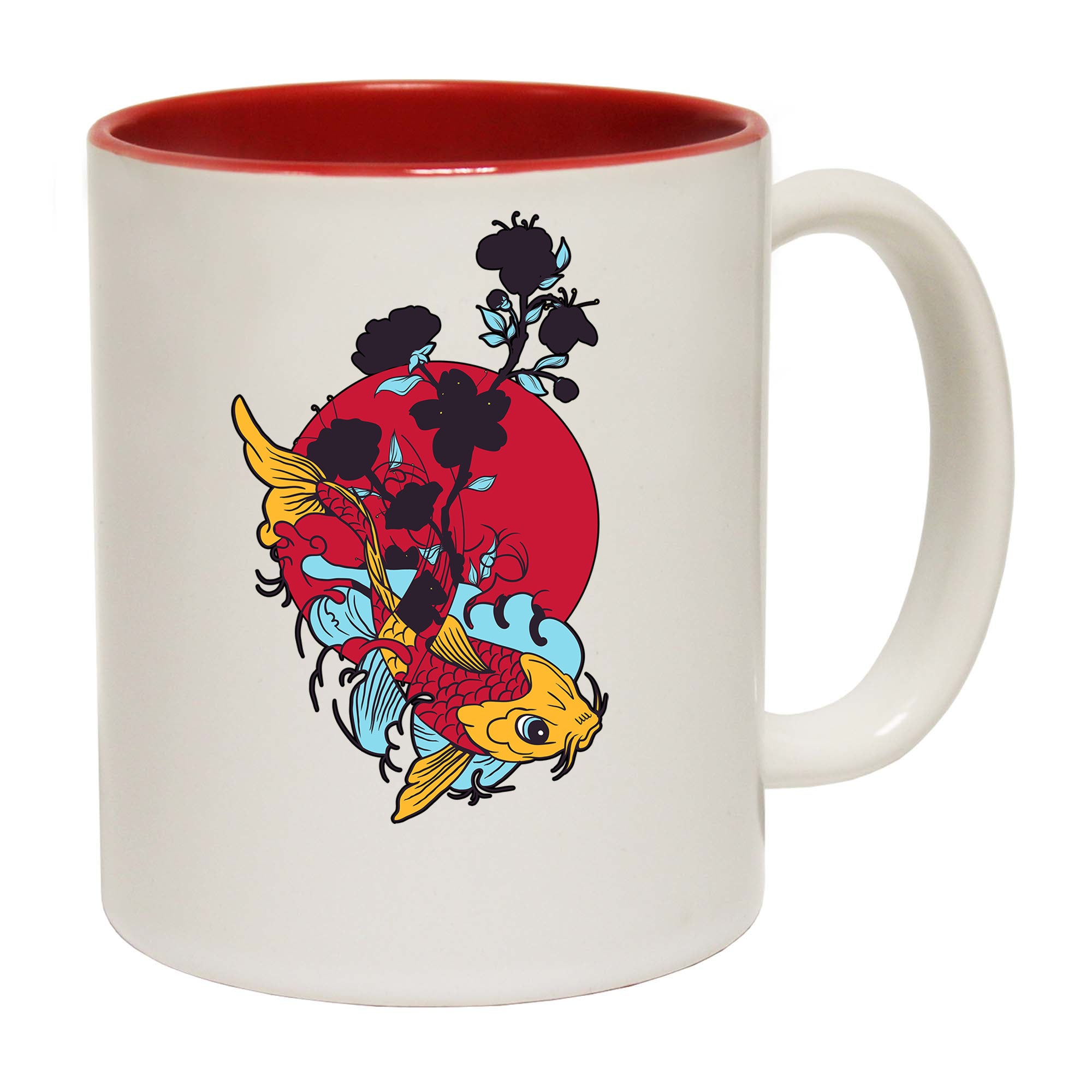 Koi Moon Flowers Fish Sunset - Funny Coffee Mug