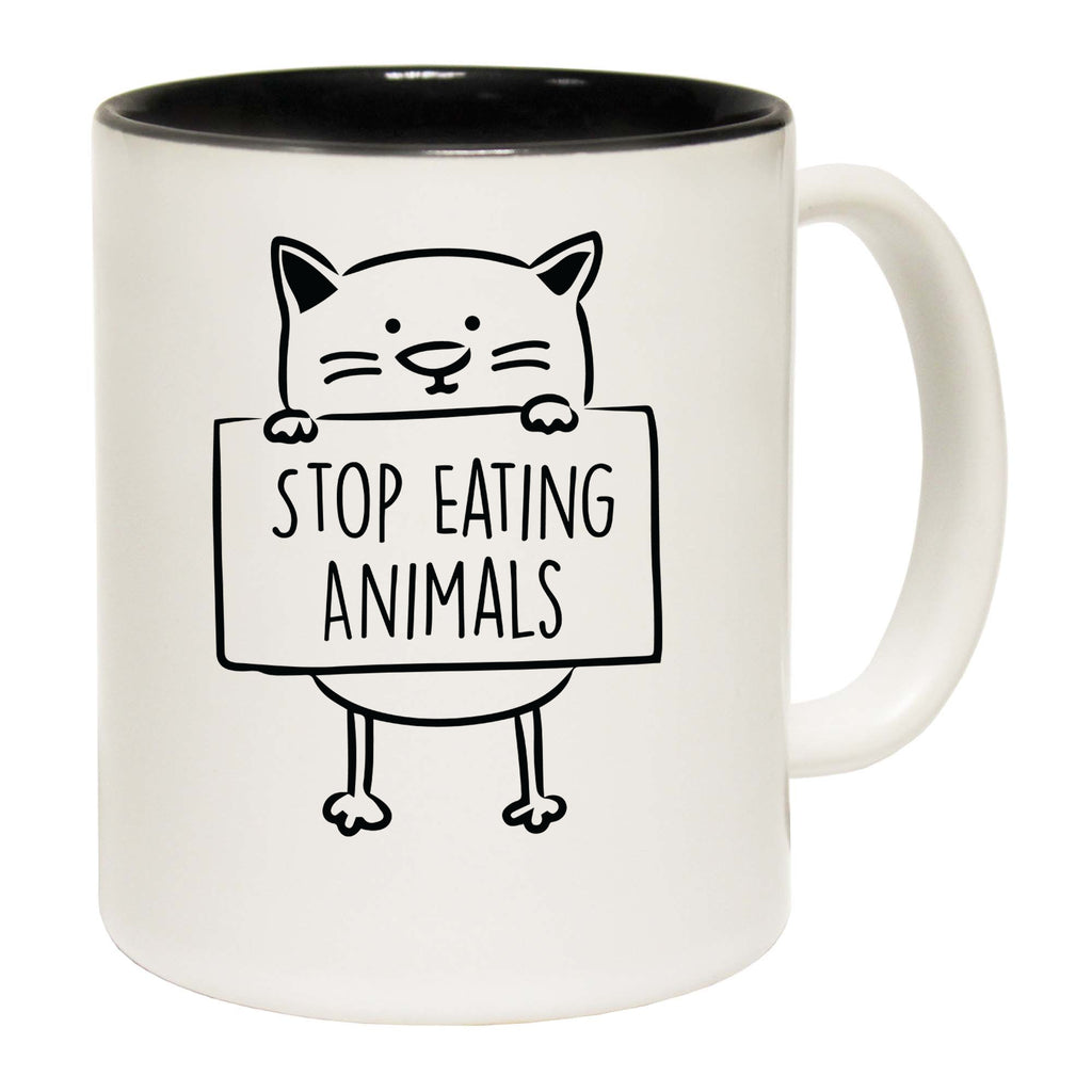 Stop Eating Animals Sign Vegan Food - Funny Coffee Mug