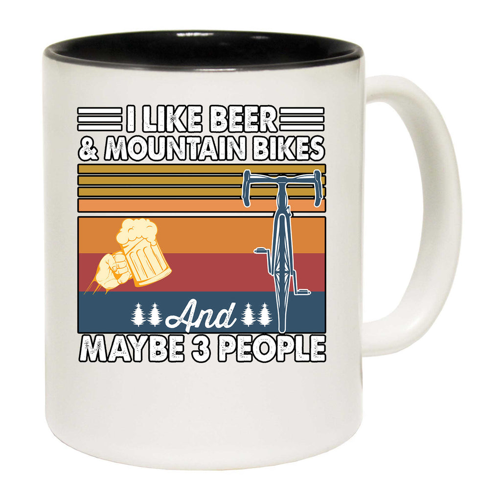 I Like Beer Mountain Bikes And 3 People Cycling - Funny Coffee Mug