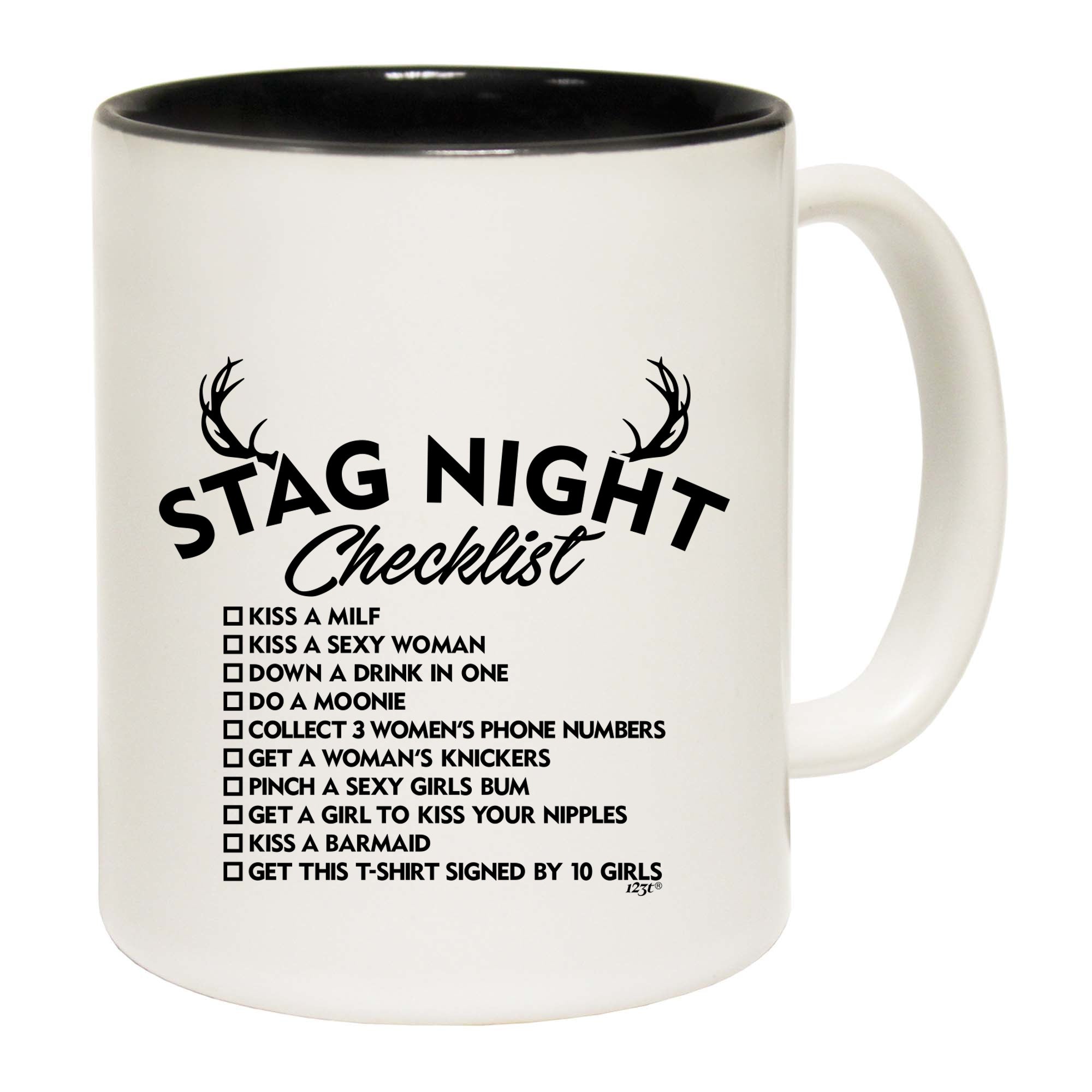 Stag Night Checklist Tshirt - Funny Coffee Mug