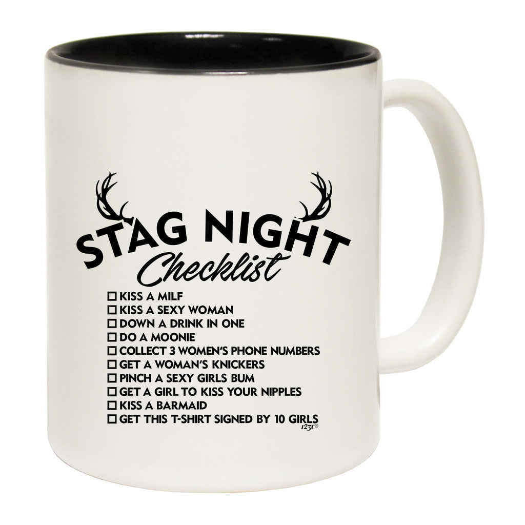 Stag Night Checklist Tshirt - Funny Coffee Mug