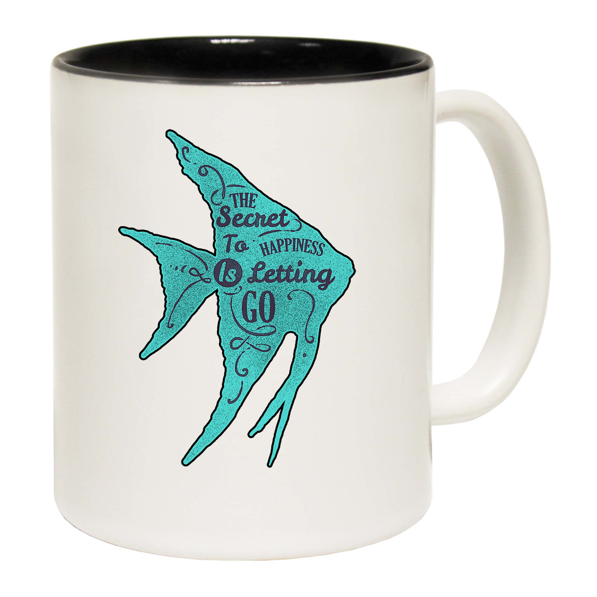 The Secret To Happiness Is Letting Go Fish - Funny Coffee Mug