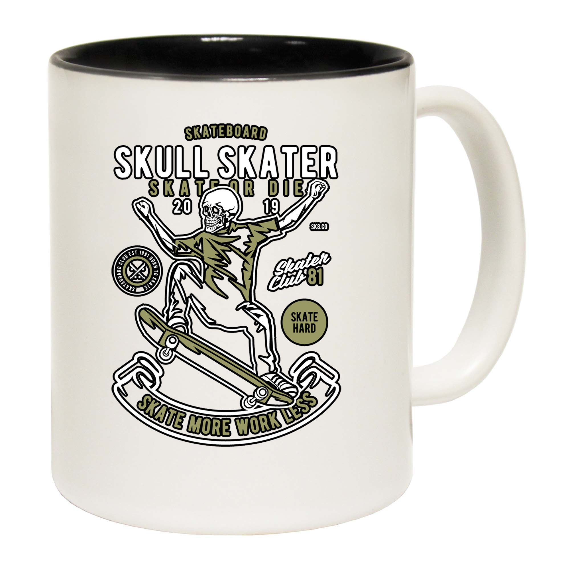 Skull Skater Skateboard - Funny Coffee Mug