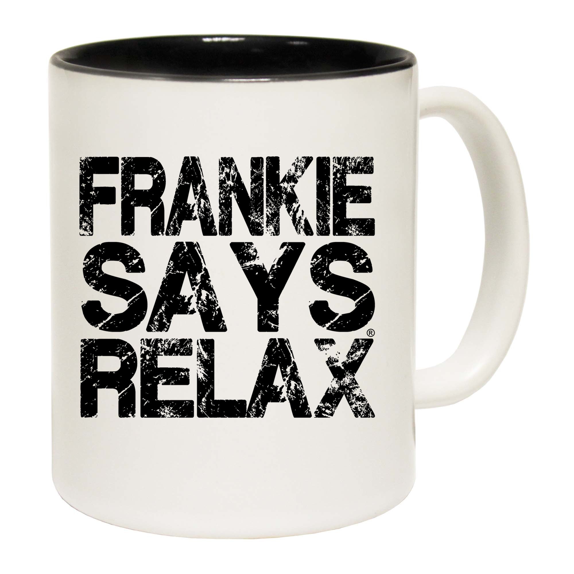 Frankie Says Relax 80S Retro Distress Black - Funny Coffee Mug