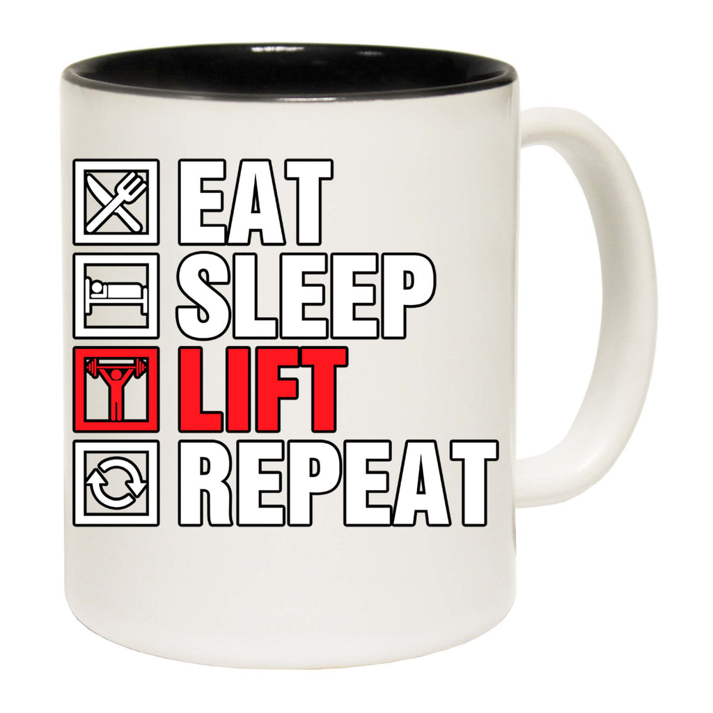 Eat Sleep Lift Repeat Gym Bodybuilding Weights - Funny Coffee Mug