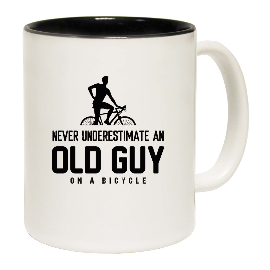 Never Underestimate Old Guy On A Bicycle Cycling Bike - Funny Coffee Mug