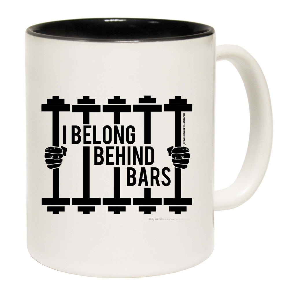 Swps I Belong Behind Bars Dumbell - Funny Coffee Mug