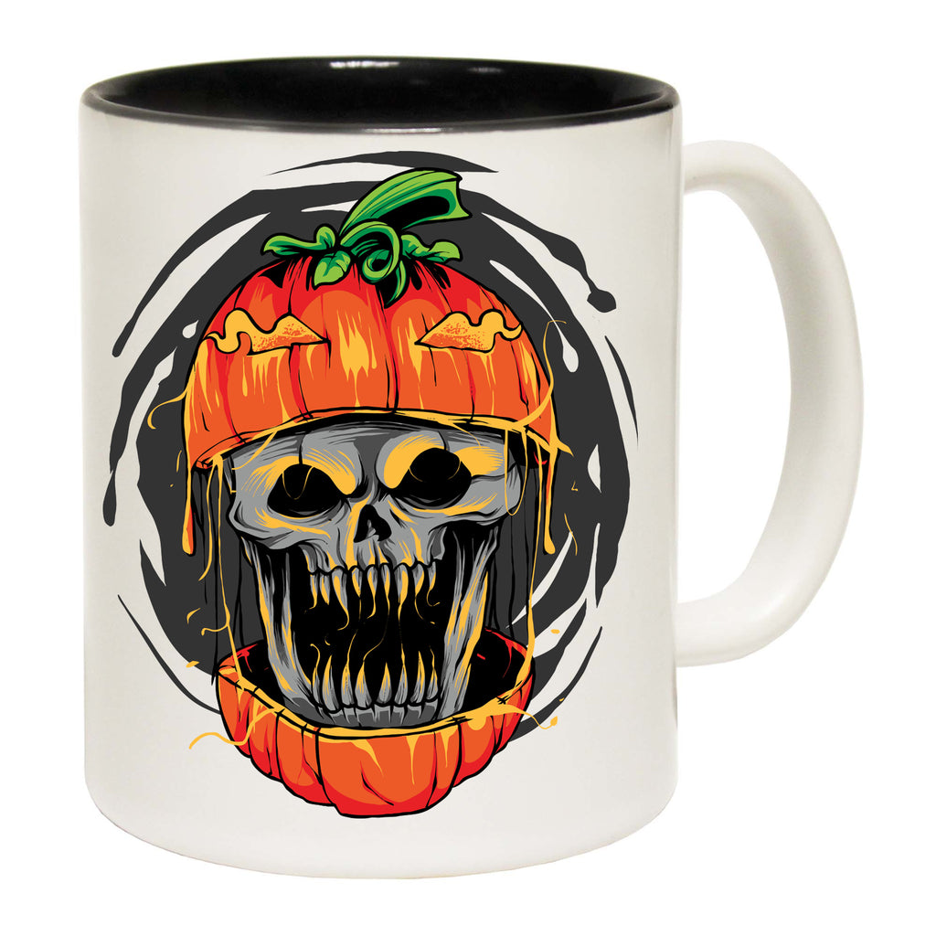 Graphic Evil Halloween Skull Pumpkin Halloween Trick Or Treat - Funny Coffee Mug