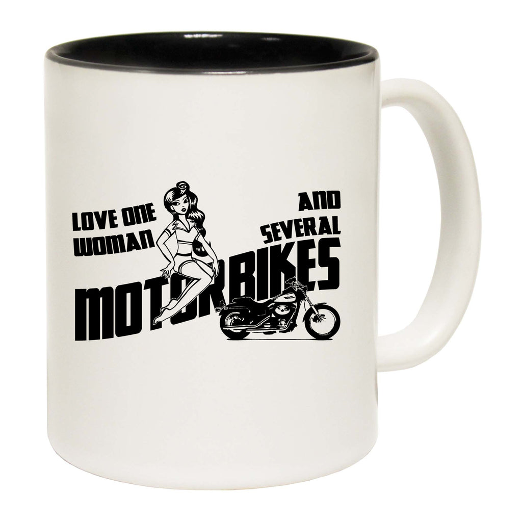 Love One Woman And Several Motorbikes Black - Funny Coffee Mug