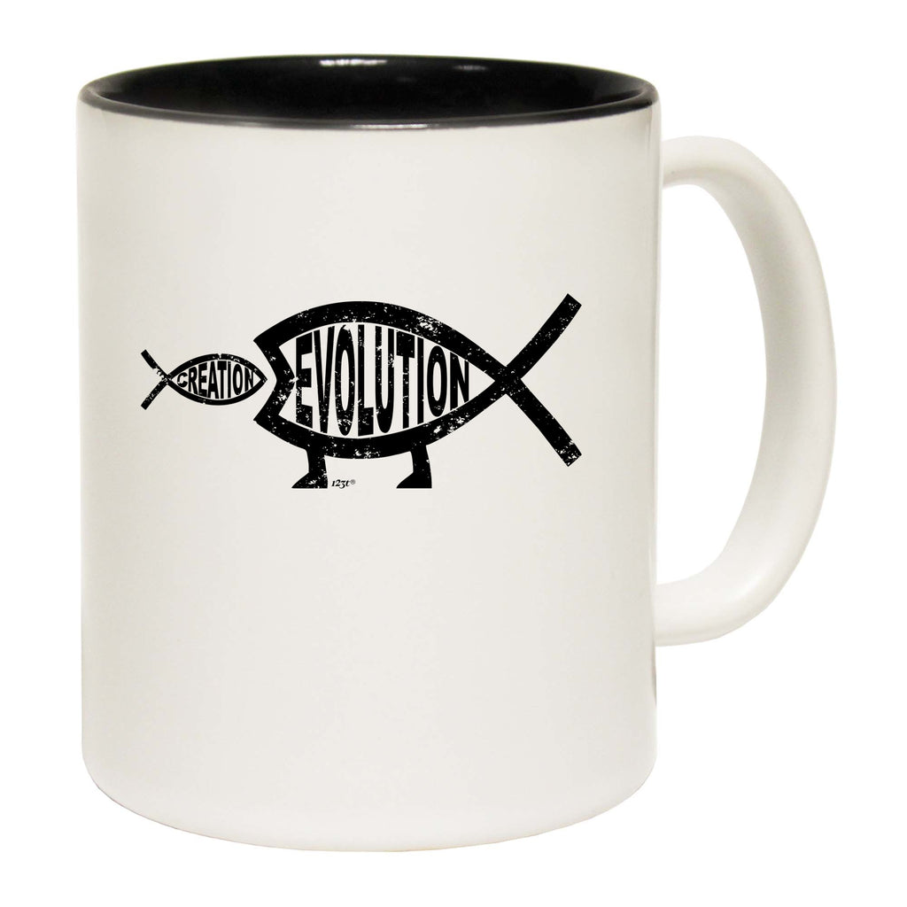 Creation Evolution Fish - Funny Coffee Mug