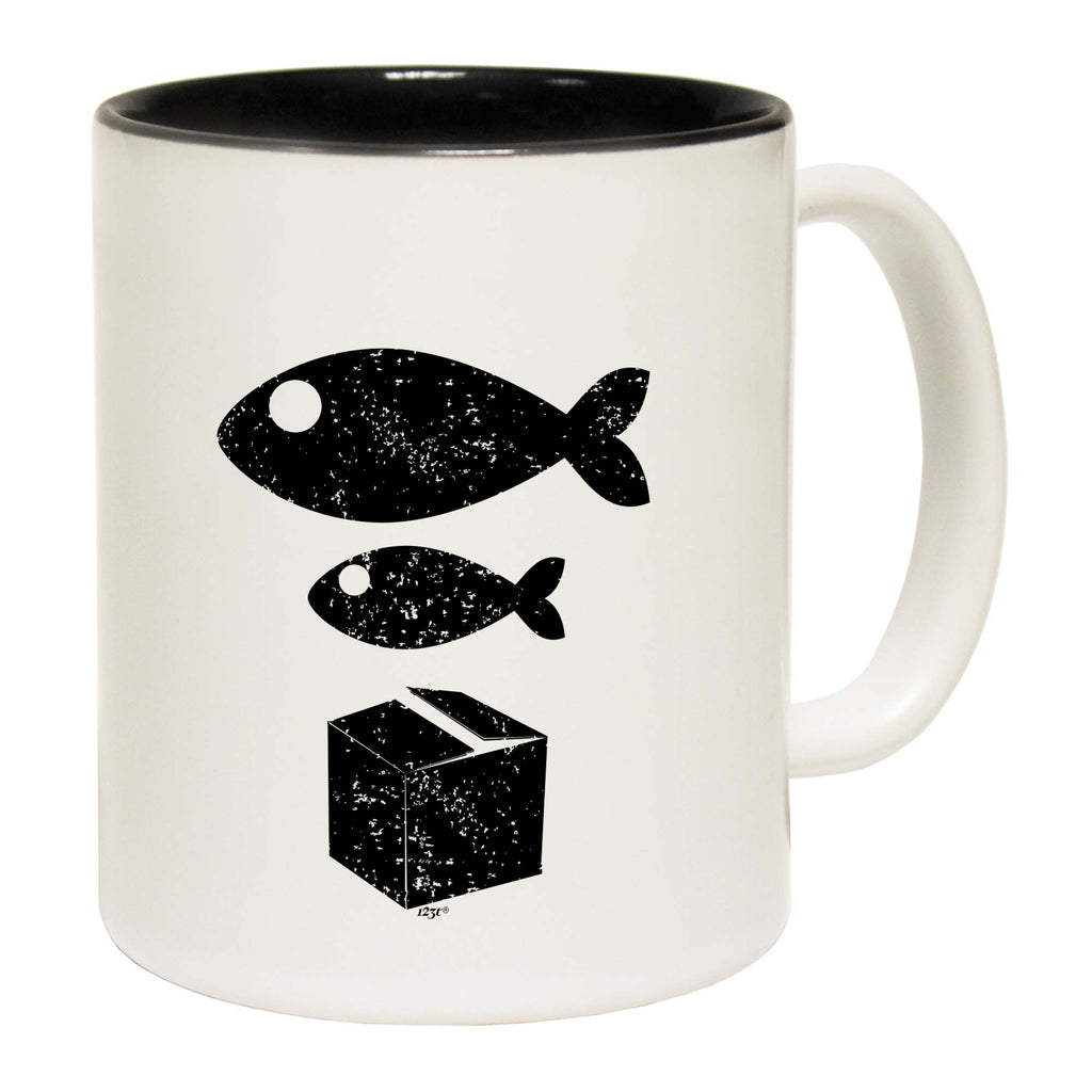 Rave Big Fish Little Fish Cardboard Box - Funny Coffee Mug