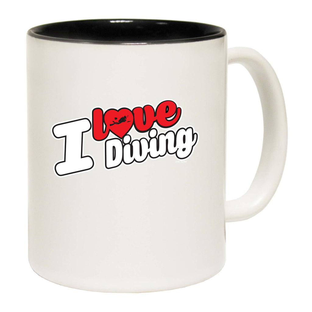 Ow I Love Diving Stencil - Funny Coffee Mug