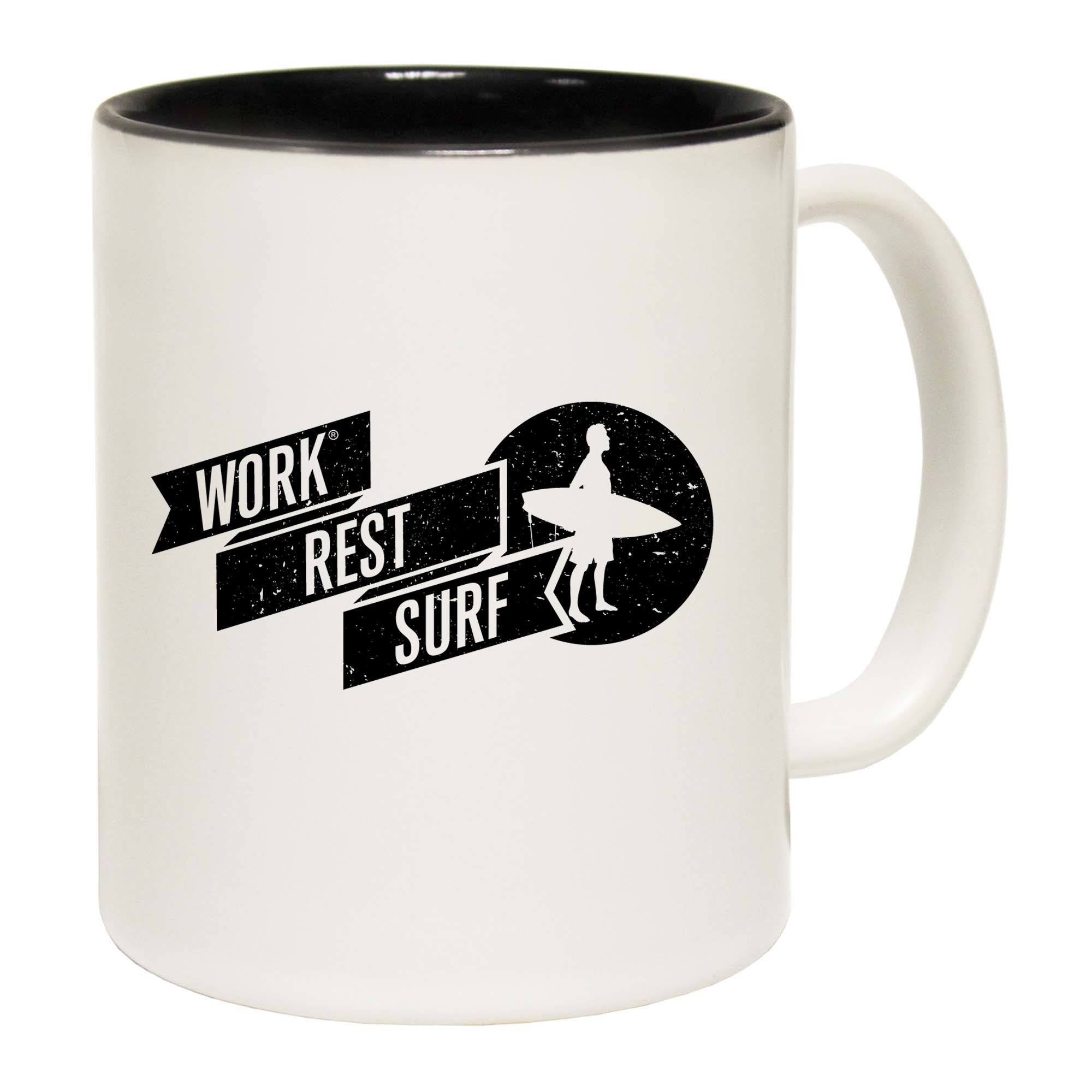 Work Rest Surf - Funny Coffee Mug