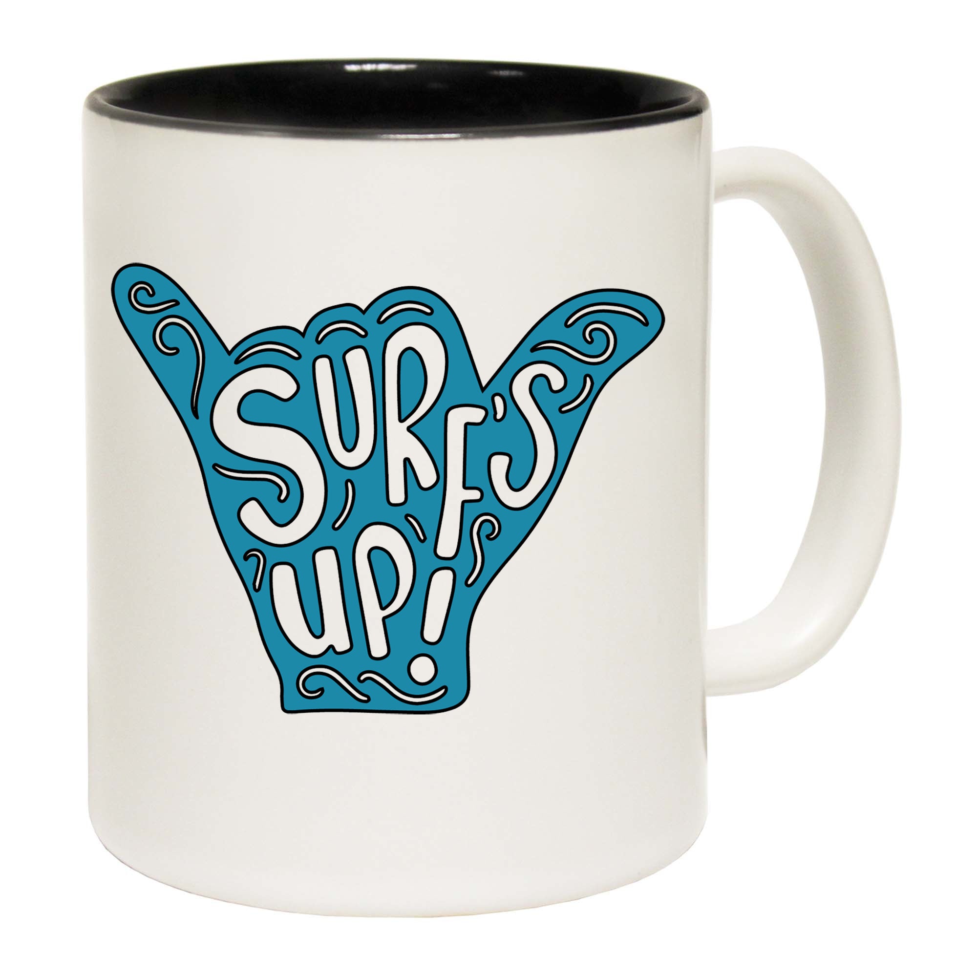 Surfs Up Surf Surfing Ok Hand - Funny Coffee Mug