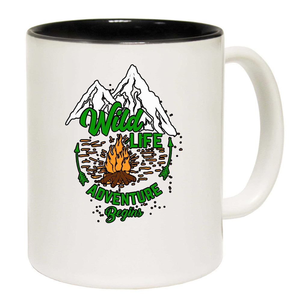 Wild Life Adventure Begins Mountains Camping - Funny Coffee Mug