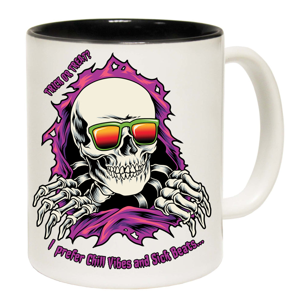 Skele Vibes And Sick Beats Halloween Trick Or Treat - Funny Coffee Mug